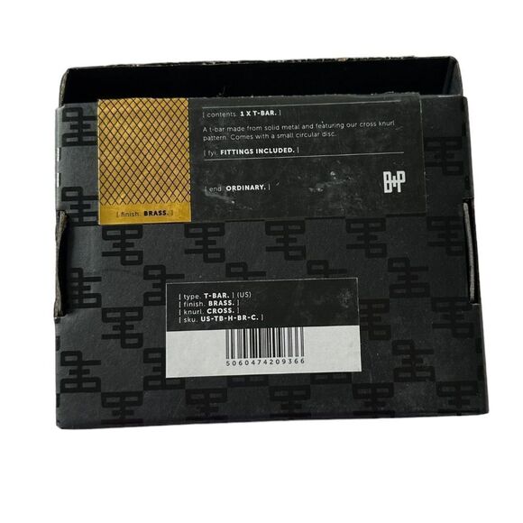 NWOT - BUSTER & PUNCH T-Bar in Brass Cross Knurl Pattern - Picture 8 of 10